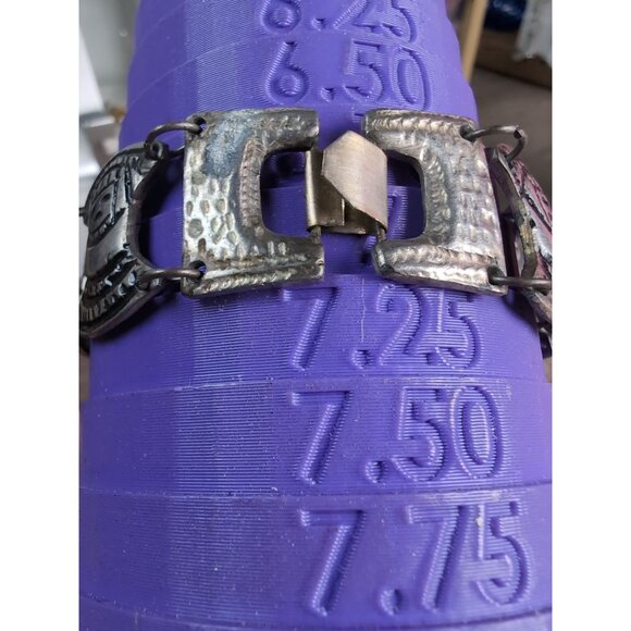 Vintage Colombian 900 Silver Centavos Bracelet 45g 7" Signed C GENA Flat Hook Cl - Picture 6 of 6